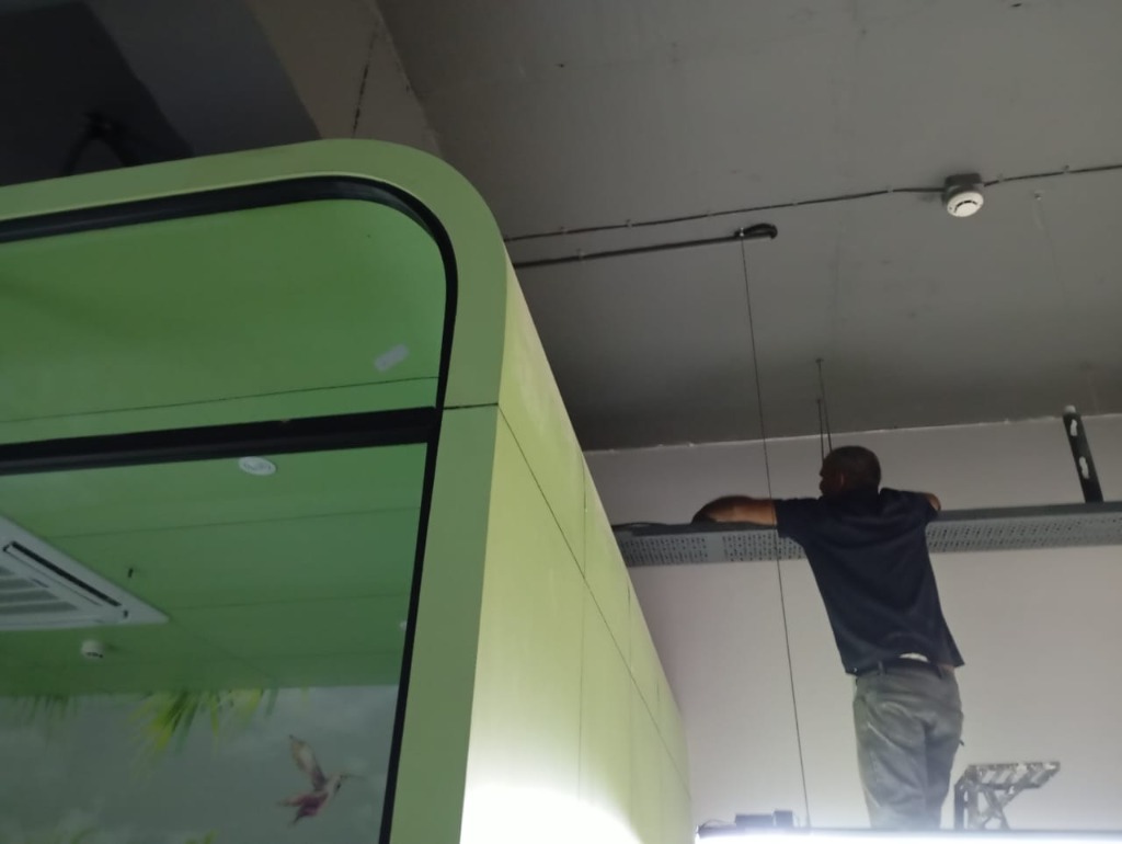 Cable tray cabling setup in Gachibowli IT office