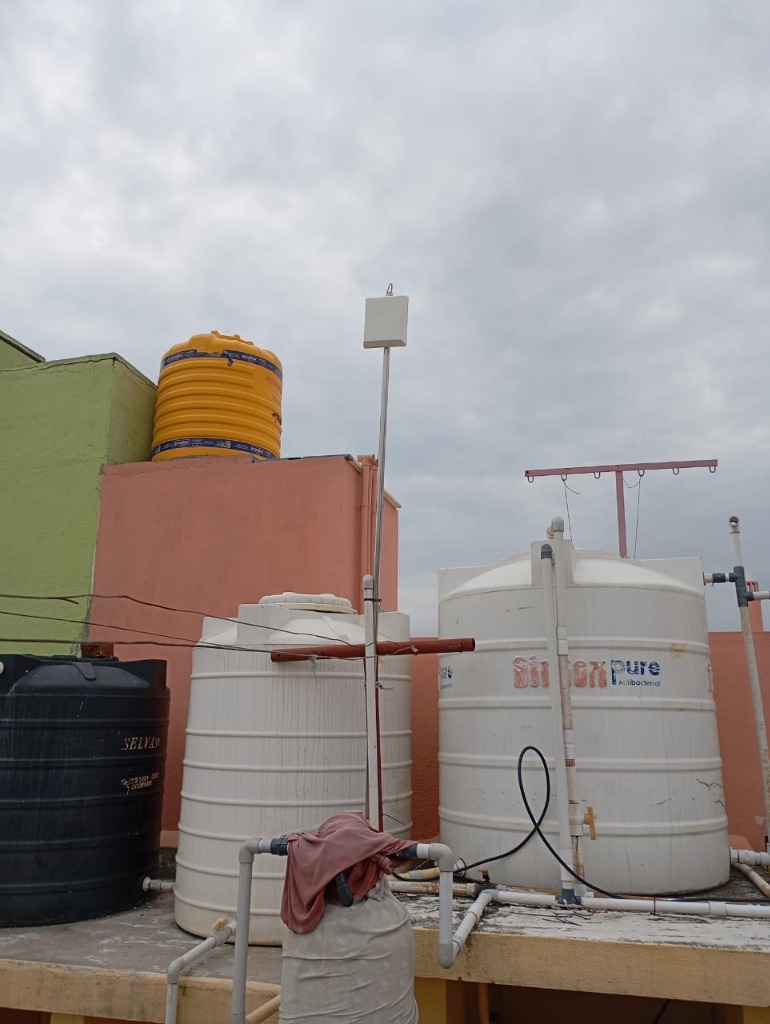 Rooftop antenna setup on terrace in HITEC City