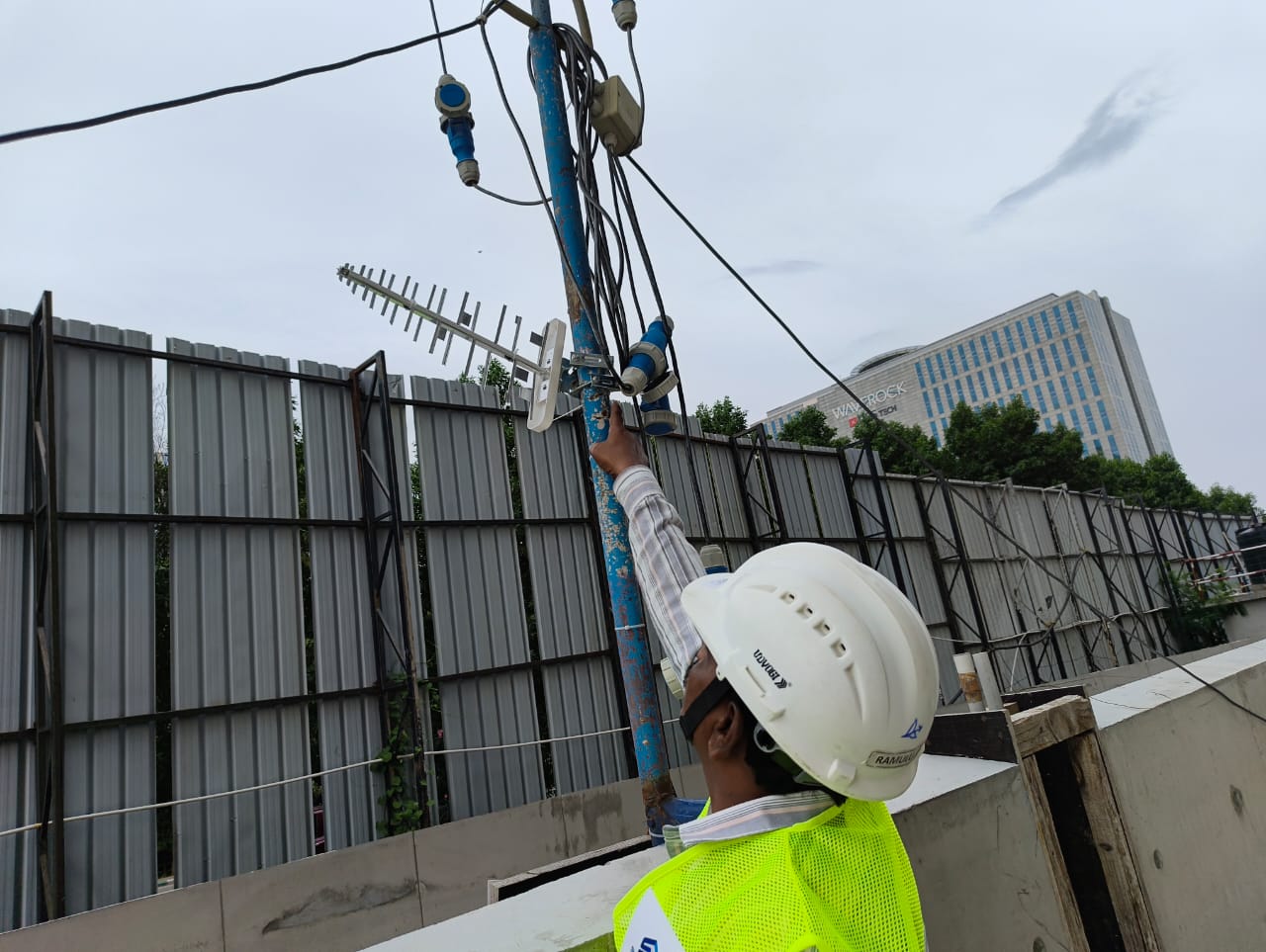 booster installtion in financial district construction site.